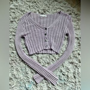 AEROPOSTALE light purple cropped button up sweater